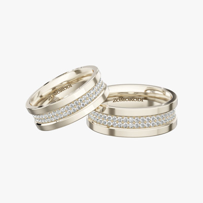 Golden Wire Diamond Matching Wedding Rings